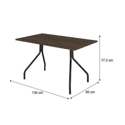 Mesa Para Cozinha 1556 + Tampo Madeirado 136x80cm Freijo C- Prata - Carraro