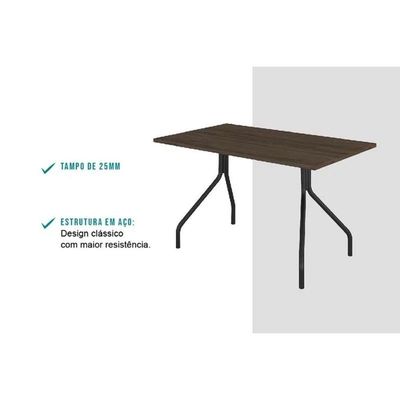 Mesa Para Cozinha 1556 + Tampo Madeirado 136x80cm Freijo C- Prata - Carraro