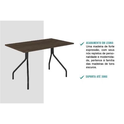 Mesa Para Cozinha 1556 + Tampo Madeirado 136x80cm Freijo C- Prata - Carraro