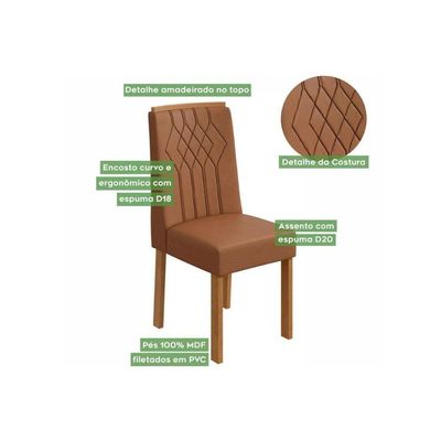 Cadeira Sala de Jantar Exclusive Kit Rovere Amêndoa Linho Rinzai Bege