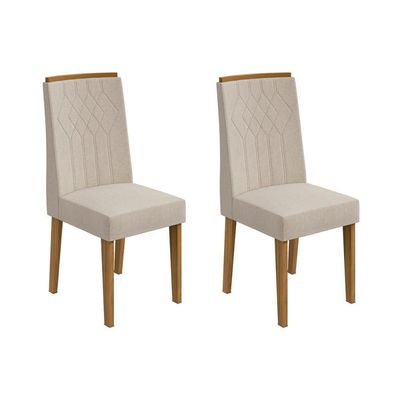 Cadeira Sala de Jantar Exclusive Kit Rovere Amêndoa Linho Rinzai Bege