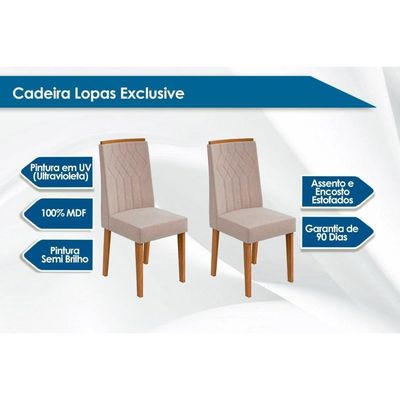 Cadeira Sala de Jantar Exclusive Kit Rovere Amêndoa Linho Rinzai Bege