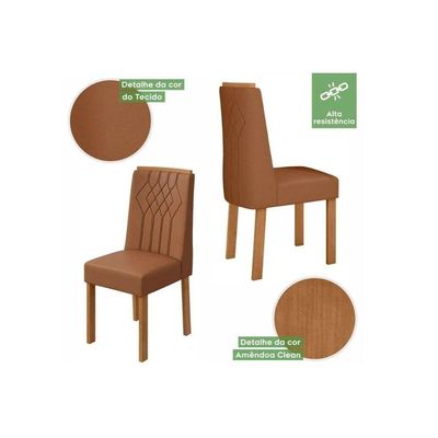 Cadeira Sala de Jantar Exclusive Kit Rovere Amêndoa Linho Rinzai Bege