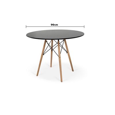Mesa Redonda De Jantar 90cm Preta Base Preto