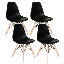 Mesa Quadrada Branca 80cm + 04 Cadeiras Eiffel Preta