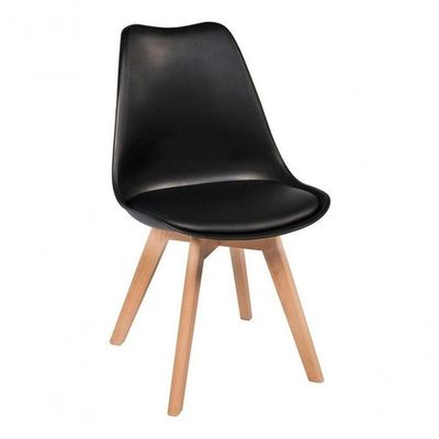 Kit Com 4 Cadeiras Eames Leda Almofadada Preta !!