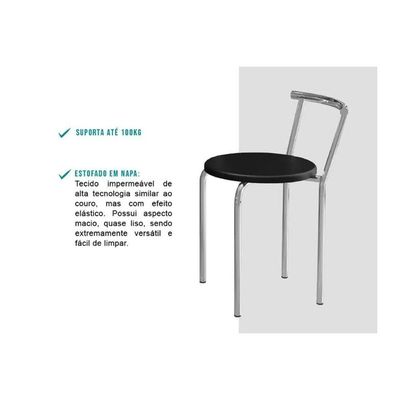 Banqueta De Cozinha 105 Kit 2 Un Preto/courano Preto - Carraro