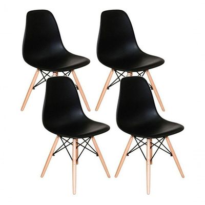 Kit Mesa Eiffel Preta 90cm Com 04 Cadeiras Eiffel Pretas