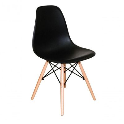 Kit Com 4 Cadeiras Charles Eames Dsw Preta - Base Madeira