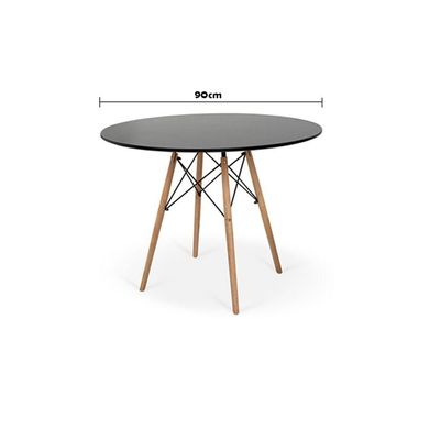 Mesa De Jantar Redonda Eiffel Wood Preto 90 Cm