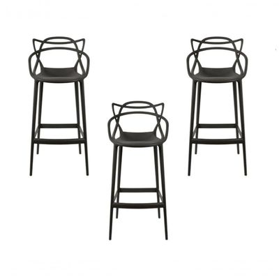 Kit C|3 Banquetas Umix-401 Baixa Preta