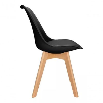 Kit Com 4 Cadeiras Leda Preta Charles Eames Com Almofada