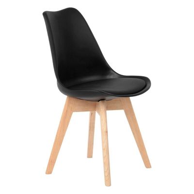 Kit Com 4 Cadeiras Leda Preta Charles Eames Com Almofada