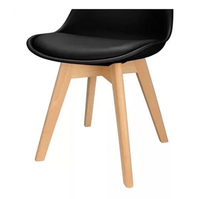 Kit Com 4 Cadeiras Leda Preta Charles Eames Com Almofada