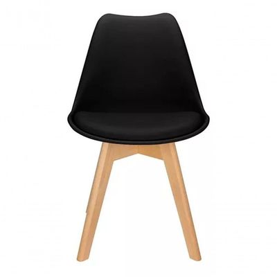 Kit Com 4 Cadeiras Leda Preta Charles Eames Com Almofada