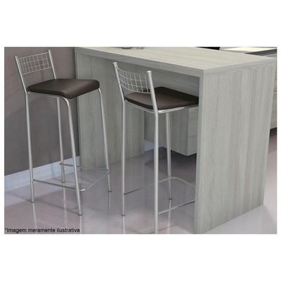 Banqueta Sala De Jantar Gênova 2B705Cr Kit 2 Un Cromado/Courano Preto - Kappesberg