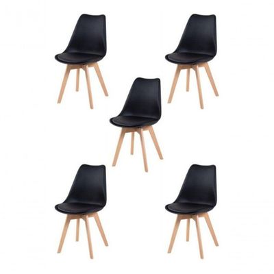Kit 5 Cadeiras Charles Eames Leda Saarinen Preta