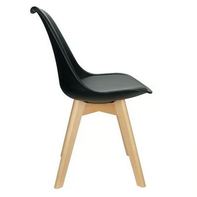 Kit 2 Cadeiras Charles Eames Leda Luisa Saarinen Design Wood Estofada Base Madeira - Preta
