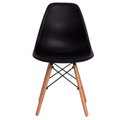Kit 4 Cadeiras Eiffel Eames Wood Base Madeira Preta