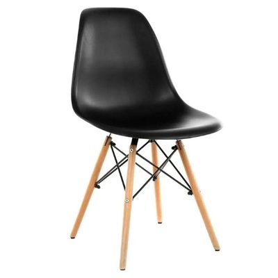 Kit 4 Cadeiras Eiffel Eames Wood Base Madeira Preta