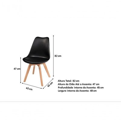 Kit 2 Cadeiras Jantar Eames Wood Leda Design Estofada Preta