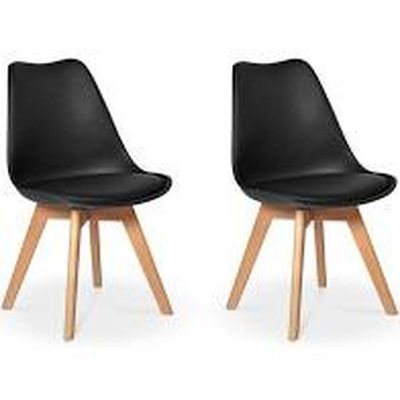 Kit 2 Cadeiras Jantar Eames Wood Leda Design Estofada Preta