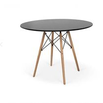 Conjunto Mesa Jantar Eiffel 80cm Preta + 4 Cadeiras Charles Eames Preta