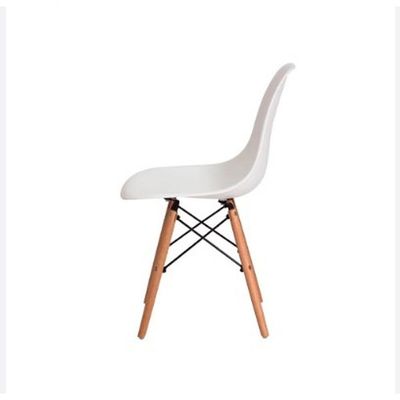 Conjunto 6 Cadeiras Charles Eames Wood Base Madeira Branca