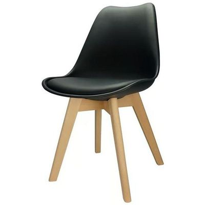 Cadeira Charles Eames Leda Luisa Saarinen Estofada Base Madeira - Preta