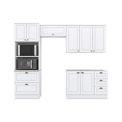 Kit De Cozinha Completa 4 Peças Americana (2 Armários + 1 Balcão + 1 Paneleiro) C4p11 Branco - Henn