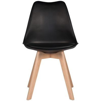 Cadeira Leda ? Charles Eames, Saarinen Wood Com Almofada Preta