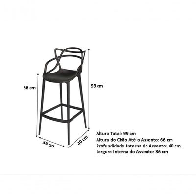 Banqueta Média Masters Allegra - 66 Cm - Preto