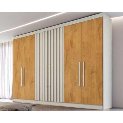 Guarda Roupa Casal Potente 6 Portas C/ 2 Ripados E 6 Gavetas Off White/peroba - Europa