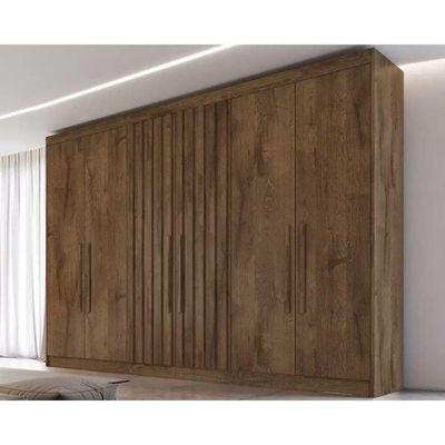 Guarda Roupa Casal Potente 6 Portas C/ 2 Ripados E 6 Gavetas Braúna - Europa