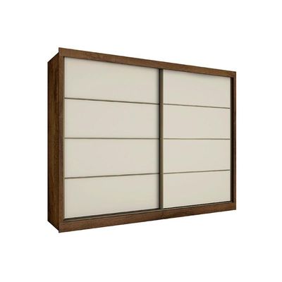Guarda Roupa Casal 2 Portas De Correr E 6 Gavetas Sevilha Braúna/Off White - Europa