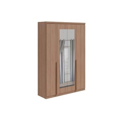 Guarda Roupa 4 Portas E 2 Gavetas C/ Espelho Alonzo New Amêndoa/Branco - Lopas