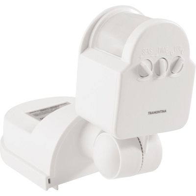 Sensor De Presença 360° Articulado Para área Semi Aberta Bivolt Com Fotocélula Branco