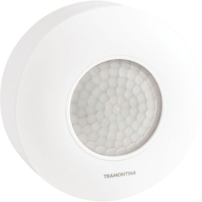 Sensor De Presença 360° De Sobrepor Em Teto Tramontina Bivolt Com Fotocélula Branco Tramontina
