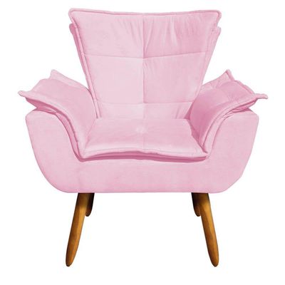 Kit Namoradeira 01 Poltrona Opala Suede Rosa Bebê