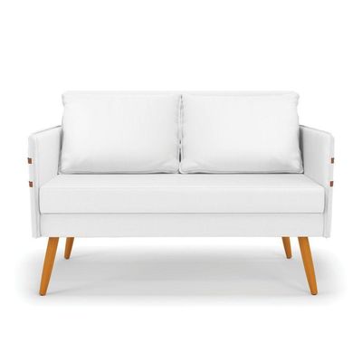 Kit 01 Namoradeira 02 Lugares E 02 Poltronas Mari Corino Base De Madeira Ma30 - D'Rossi Branco
