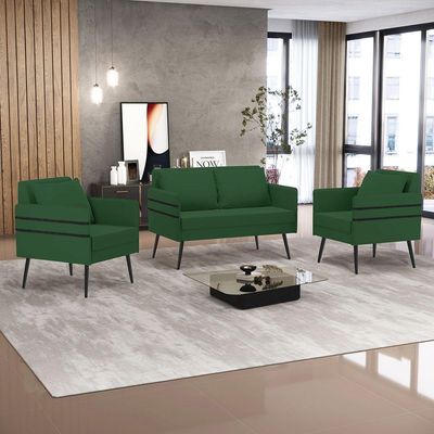 Kit 01 Namoradeira 02 Lugares E 02 Poltronas Verde De Ferro