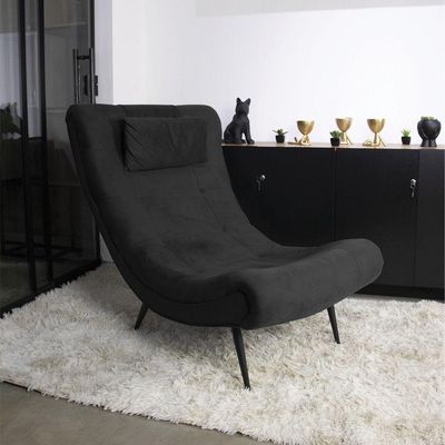 Kit 02 Poltronas Sher Suede Pés Palito De Ferro Preto