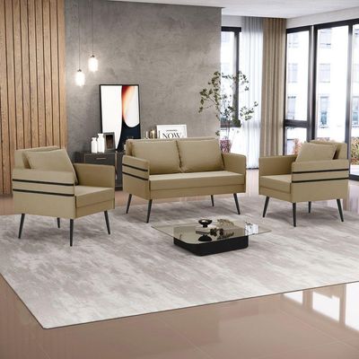 Kit 01 Namoradeira E 02 Poltronas Suede Marrom Rato