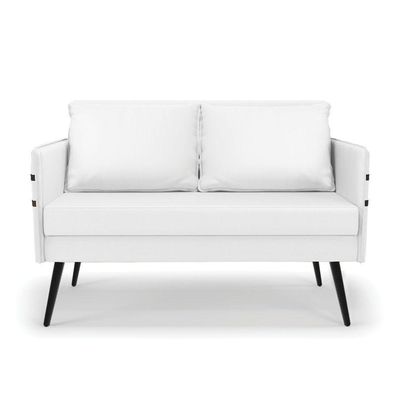 Kit 01 Namoradeira E 01 Poltrona Corino Branco