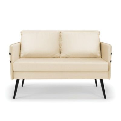 Kit 01 Namoradeira E 02 Poltronas Corino Bege