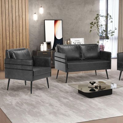 Kit 01 Namoradeira E 01 Poltrona Corano Preto