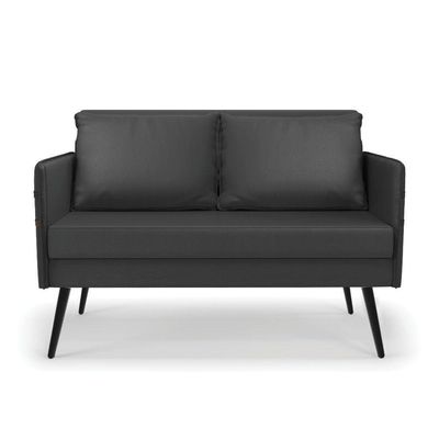 Kit 01 Namoradeira E 02 Poltronas Corino Preto