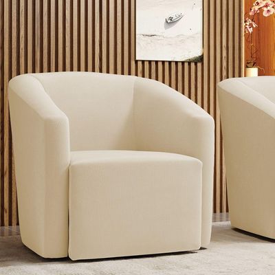 Poltrona Stella Max Suede Bege Base Giratória - D'rossi
