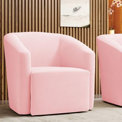Poltrona Stella Max Suede Base Giratória - D'rossi Cor Rosa Bebê