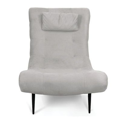Kit 02 Poltronas Sher Suede Cinza Pés Palito De Ferro